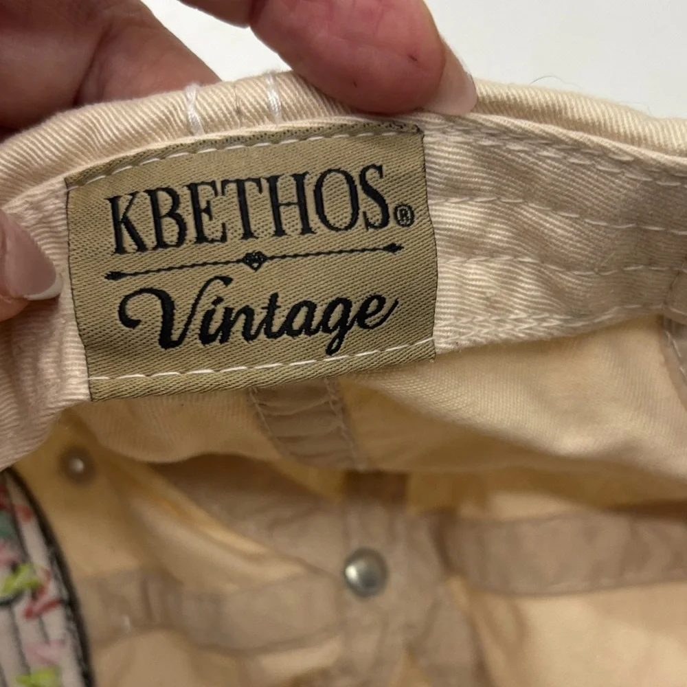 Kbethos Vintage Happy Camper Embroidered Off white Cap Adjustable HT8786